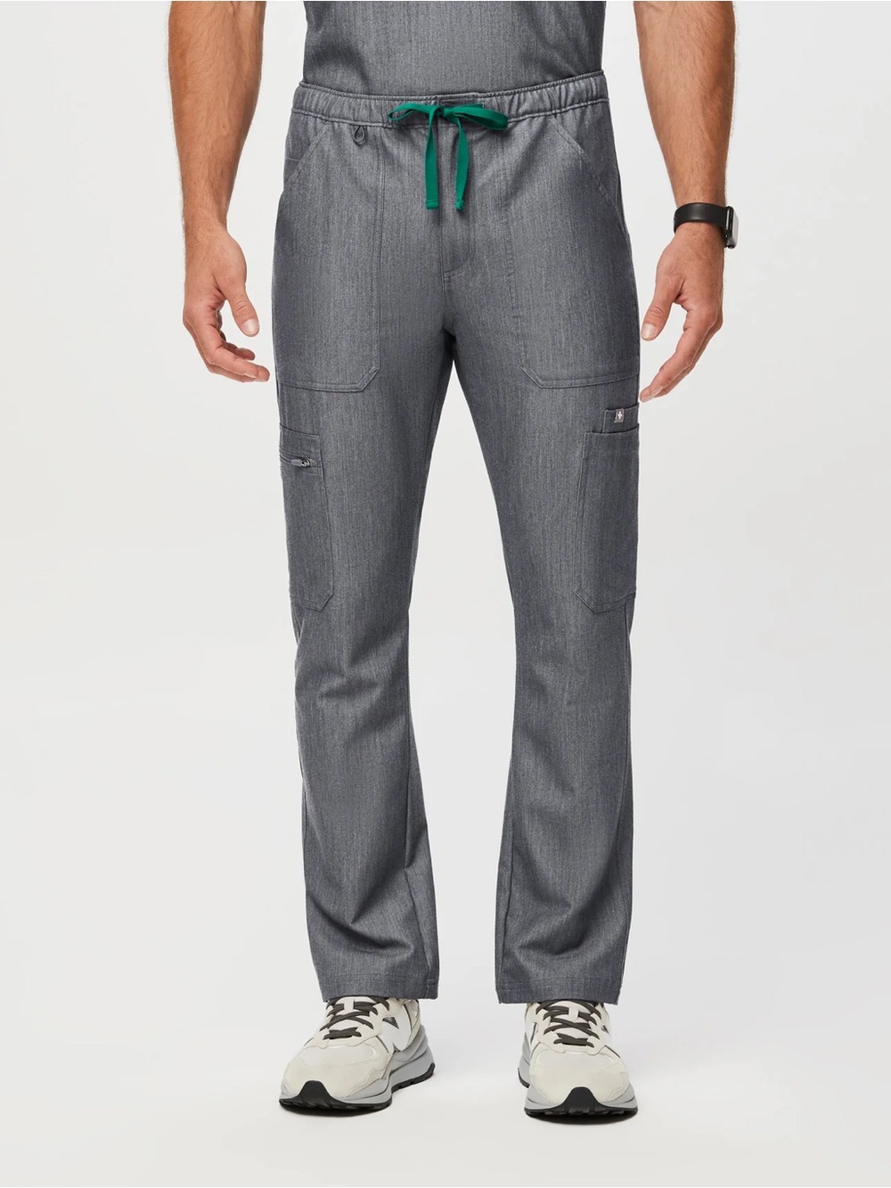 Figs Men's Gray Cargo Cairo Scrub Pants with Green Drawstring - Lot of 2 - M